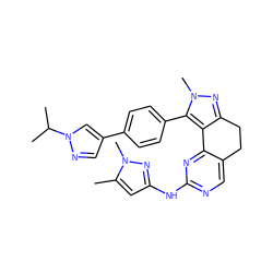 Cc1cc(Nc2ncc3c(n2)-c2c(nn(C)c2-c2ccc(-c4cnn(C(C)C)c4)cc2)CC3)nn1C ZINC000224950849