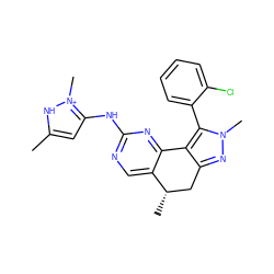 Cc1cc(Nc2ncc3c(n2)-c2c(nn(C)c2-c2ccccc2Cl)C[C@@H]3C)[n+](C)[nH]1 ZINC000221217587