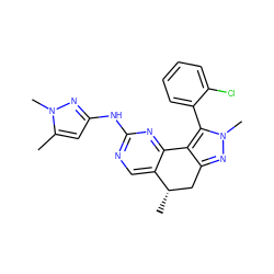 Cc1cc(Nc2ncc3c(n2)-c2c(nn(C)c2-c2ccccc2Cl)C[C@@H]3C)nn1C ZINC000169702159