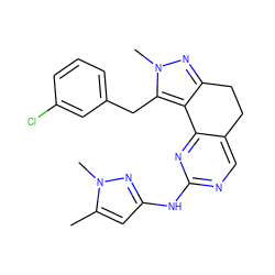 Cc1cc(Nc2ncc3c(n2)-c2c(nn(C)c2Cc2cccc(Cl)c2)CC3)nn1C ZINC000169702347