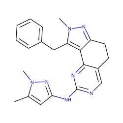 Cc1cc(Nc2ncc3c(n2)-c2c(nn(C)c2Cc2ccccc2)CC3)nn1C ZINC000141184611