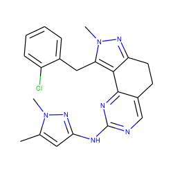 Cc1cc(Nc2ncc3c(n2)-c2c(nn(C)c2Cc2ccccc2Cl)CC3)nn1C ZINC000169702336