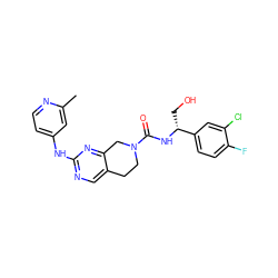 Cc1cc(Nc2ncc3c(n2)CN(C(=O)N[C@H](CO)c2ccc(F)c(Cl)c2)CC3)ccn1 ZINC000169331846