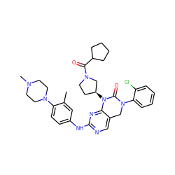 Cc1cc(Nc2ncc3c(n2)N([C@H]2CCN(C(=O)C4CCCC4)C2)C(=O)N(c2ccccc2Cl)C3)ccc1N1CCN(C)CC1 ZINC001772640767