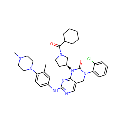 Cc1cc(Nc2ncc3c(n2)N([C@H]2CCN(C(=O)C4CCCCC4)C2)C(=O)N(c2ccccc2Cl)C3)ccc1N1CCN(C)CC1 ZINC001772643195