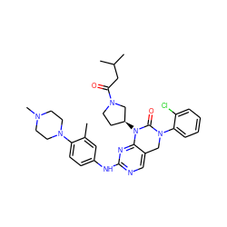 Cc1cc(Nc2ncc3c(n2)N([C@H]2CCN(C(=O)CC(C)C)C2)C(=O)N(c2ccccc2Cl)C3)ccc1N1CCN(C)CC1 ZINC001772623912