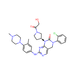 Cc1cc(Nc2ncc3c(n2)N([C@H]2CCN(C(=O)CO)C2)C(=O)N(c2ccccc2Cl)C3)ccc1N1CCN(C)CC1 ZINC001772604998