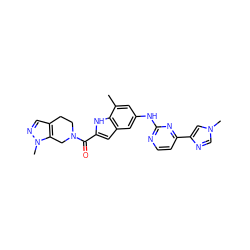 Cc1cc(Nc2nccc(-c3cn(C)cn3)n2)cc2cc(C(=O)N3CCc4cnn(C)c4C3)[nH]c12 ZINC000205652525