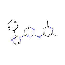 Cc1cc(Nc2nccc(-n3ccnc3-c3ccccc3)n2)cc(C)n1 ZINC000013489751