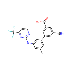 Cc1cc(Nc2nccc(C(F)(F)F)n2)cc(-c2cc(C#N)cc(C(=O)O)c2)c1 ZINC000211107798