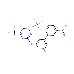 Cc1cc(Nc2nccc(C(F)(F)F)n2)cc(-c2cc(C(=O)O)ccc2OC(F)(F)F)c1 ZINC001772606925