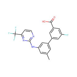 Cc1cc(Nc2nccc(C(F)(F)F)n2)cc(-c2cc(F)cc(C(=O)O)c2)c1 ZINC000211114957