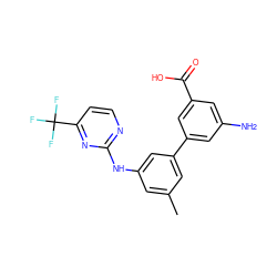 Cc1cc(Nc2nccc(C(F)(F)F)n2)cc(-c2cc(N)cc(C(=O)O)c2)c1 ZINC001772645845