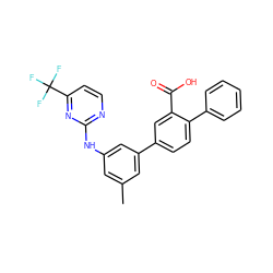 Cc1cc(Nc2nccc(C(F)(F)F)n2)cc(-c2ccc(-c3ccccc3)c(C(=O)O)c2)c1 ZINC000211041707