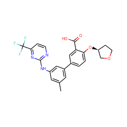 Cc1cc(Nc2nccc(C(F)(F)F)n2)cc(-c2ccc(O[C@H]3CCOC3)c(C(=O)O)c2)c1 ZINC001772639102