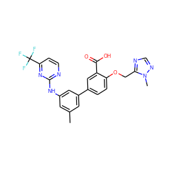 Cc1cc(Nc2nccc(C(F)(F)F)n2)cc(-c2ccc(OCc3ncnn3C)c(C(=O)O)c2)c1 ZINC001772635976