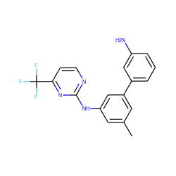 Cc1cc(Nc2nccc(C(F)(F)F)n2)cc(-c2cccc(N)c2)c1 ZINC000145436829