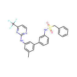 Cc1cc(Nc2nccc(C(F)(F)F)n2)cc(-c2cccc(NS(=O)(=O)Cc3ccccc3)c2)c1 ZINC001772657466