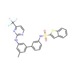 Cc1cc(Nc2nccc(C(F)(F)F)n2)cc(-c2cccc(NS(=O)(=O)c3cc4ccccc4s3)c2)c1 ZINC001772571167