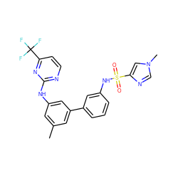 Cc1cc(Nc2nccc(C(F)(F)F)n2)cc(-c2cccc(NS(=O)(=O)c3cn(C)cn3)c2)c1 ZINC001772654219