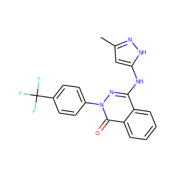 Cc1cc(Nc2nn(-c3ccc(C(F)(F)F)cc3)c(=O)c3ccccc23)[nH]n1 ZINC000040408547