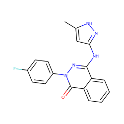 Cc1cc(Nc2nn(-c3ccc(F)cc3)c(=O)c3ccccc23)n[nH]1 ZINC000035949801