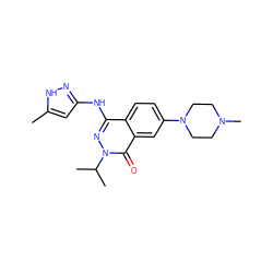 Cc1cc(Nc2nn(C(C)C)c(=O)c3cc(N4CCN(C)CC4)ccc23)n[nH]1 ZINC000034660407