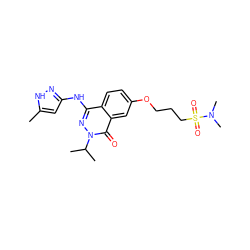 Cc1cc(Nc2nn(C(C)C)c(=O)c3cc(OCCCS(=O)(=O)N(C)C)ccc23)n[nH]1 ZINC000040899314