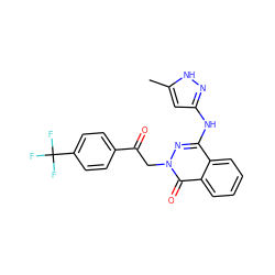 Cc1cc(Nc2nn(CC(=O)c3ccc(C(F)(F)F)cc3)c(=O)c3ccccc23)n[nH]1 ZINC000066112690