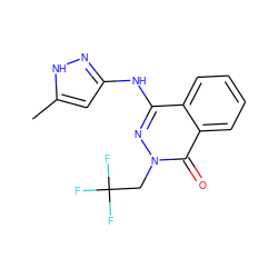 Cc1cc(Nc2nn(CC(F)(F)F)c(=O)c3ccccc23)n[nH]1 ZINC000035788636