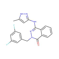 Cc1cc(Nc2nn(Cc3cc(F)cc(F)c3)c(=O)c3ccccc23)n[nH]1 ZINC000035906918