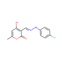 Cc1cc(O)c(/C=N/Nc2ccc(Cl)cc2)c(=O)o1 ZINC000004084689