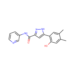 Cc1cc(O)c(-c2cc(C(=O)Nc3cccnc3)n[nH]2)cc1C ZINC000013121732