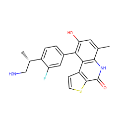 Cc1cc(O)c(-c2ccc([C@@H](C)CN)c(F)c2)c2c1[nH]c(=O)c1sccc12 ZINC000072317439