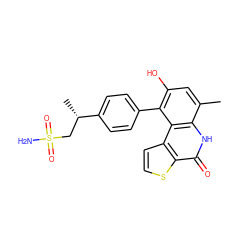 Cc1cc(O)c(-c2ccc([C@@H](C)CS(N)(=O)=O)cc2)c2c1[nH]c(=O)c1sccc12 ZINC000165407973