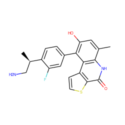 Cc1cc(O)c(-c2ccc([C@H](C)CN)c(F)c2)c2c1[nH]c(=O)c1sccc12 ZINC000165311245