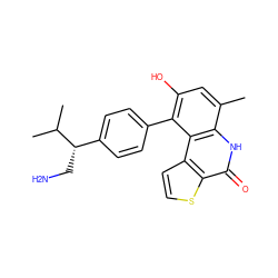 Cc1cc(O)c(-c2ccc([C@H](CN)C(C)C)cc2)c2c1[nH]c(=O)c1sccc12 ZINC000150058228