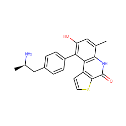 Cc1cc(O)c(-c2ccc(C[C@@H](C)N)cc2)c2c1[nH]c(=O)c1sccc12 ZINC000150147488