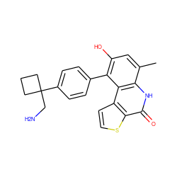 Cc1cc(O)c(-c2ccc(C3(CN)CCC3)cc2)c2c1[nH]c(=O)c1sccc12 ZINC000204568092