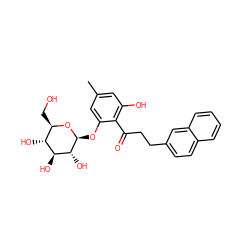 Cc1cc(O)c(C(=O)CCc2ccc3ccccc3c2)c(O[C@@H]2O[C@H](CO)[C@@H](O)[C@H](O)[C@H]2O)c1 ZINC000028391147