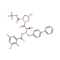 Cc1cc(O)c(C)c(C(=O)N[C@@H](Cc2ccc(-c3ccccc3)cc2)[C@H](O)C(=O)N2C[C@@H](Cl)C[C@H]2C(=O)NC(C)(C)C)c1 ZINC000014944431