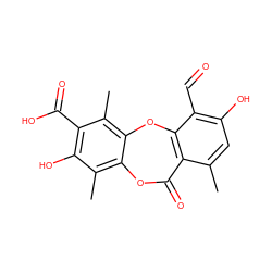 Cc1cc(O)c(C=O)c2c1C(=O)Oc1c(C)c(O)c(C(=O)O)c(C)c1O2 ZINC000001650232