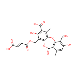 Cc1cc(O)c(C=O)c2c1C(=O)Oc1c(COC(=O)/C=C/C(=O)O)c(O)c(C(=O)O)c(C)c1O2 ZINC000004164596