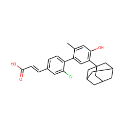 Cc1cc(O)c(C23CC4CC(CC(C4)C2)C3)cc1-c1ccc(/C=C/C(=O)O)cc1Cl ZINC000043014909