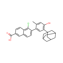 Cc1cc(O)c(C23CC4CC(CC(C4)C2)C3)cc1-c1ccc2cc(C(=O)O)ccc2c1Cl ZINC000043061520