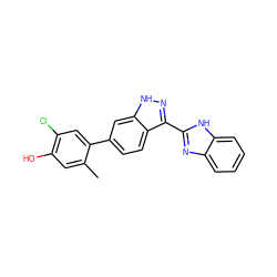 Cc1cc(O)c(Cl)cc1-c1ccc2c(-c3nc4ccccc4[nH]3)n[nH]c2c1 ZINC001772611109