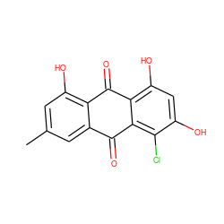 Cc1cc(O)c2c(c1)C(=O)c1c(Cl)c(O)cc(O)c1C2=O ZINC000013386743