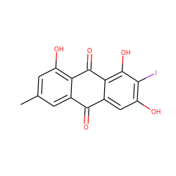 Cc1cc(O)c2c(c1)C(=O)c1cc(O)c(I)c(O)c1C2=O ZINC000169347418