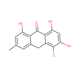 Cc1cc(O)c2c(c1)Cc1c(Cl)c(O)cc(O)c1C2=O ZINC001772571791