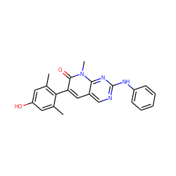 Cc1cc(O)cc(C)c1-c1cc2cnc(Nc3ccccc3)nc2n(C)c1=O ZINC000028331873